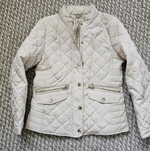 Zara Quilted Beige Fall 80s Jacket